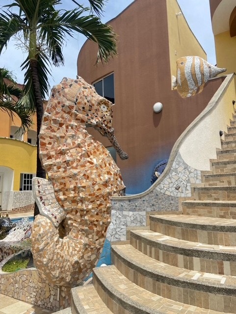 Katarma mosaic fish and pool courtyard